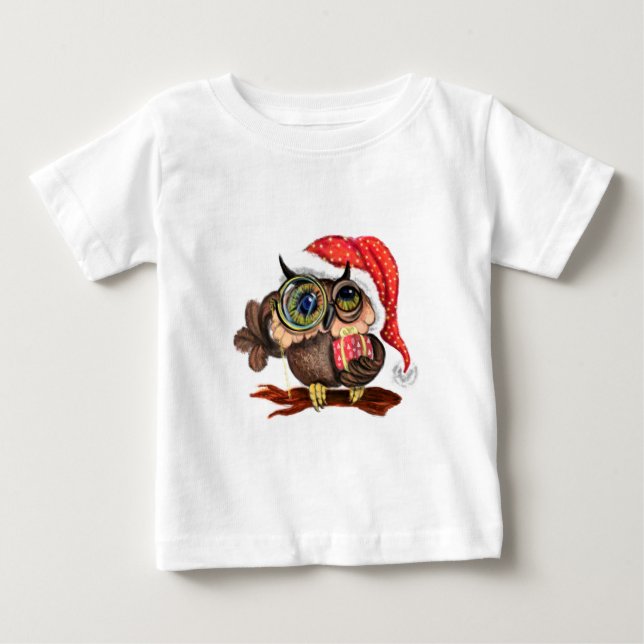 Niedlich Owl Christmas Baby T - Shirt (Vorderseite)