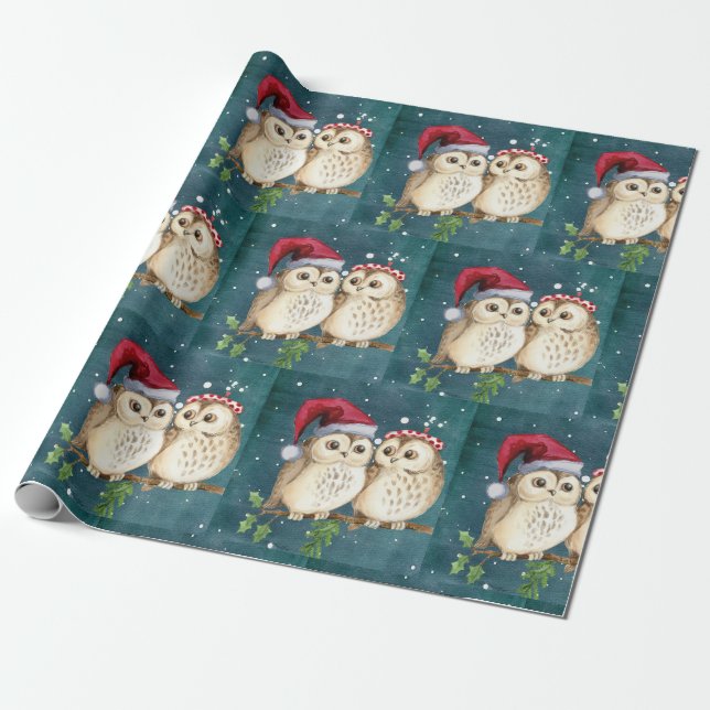 Niedlich Owls Christmas Geschenkpapier (Ungerollt)