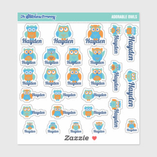 Niedlich Owls Individuelle Name Labels | Schule