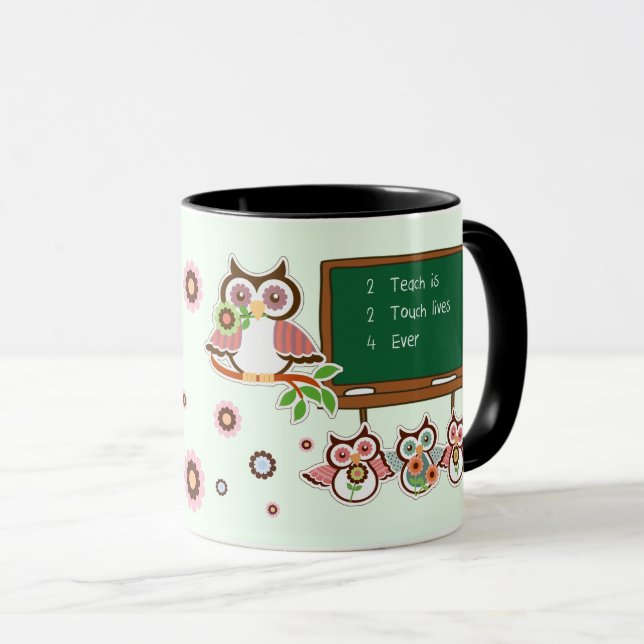 Niedlich Owls Individuelle Name Tasse für Lehrer (VorderseiteRechts)