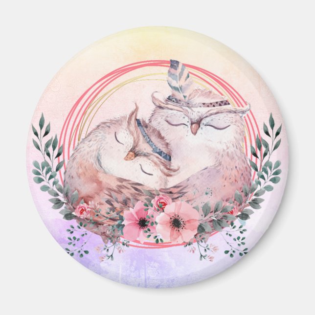 Niedlich Owls Magnet (Vorne)