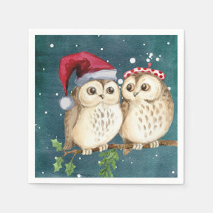 Niedlich Owls Weihnachten Serviette