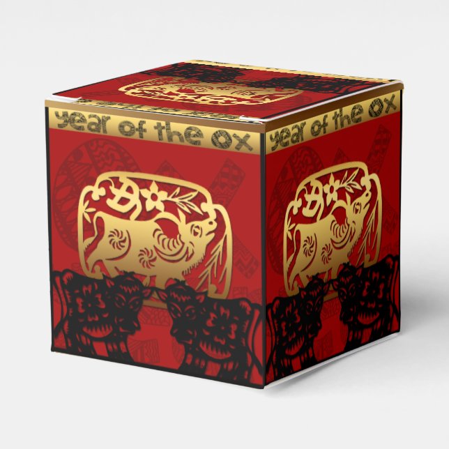 Niedlich OX Chinese Year 2021 Zodiac Birthday Cube Geschenkschachtel (Vorderseite)