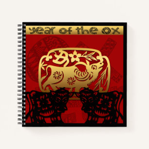 Niedlich Ox Chinese Year Zodiac Birthday SqNB Notizbuch