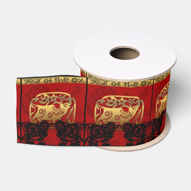 Niedlich Ox Chinesisches Jahr 2021 Zodiac Birthday Ripsband (Spule)