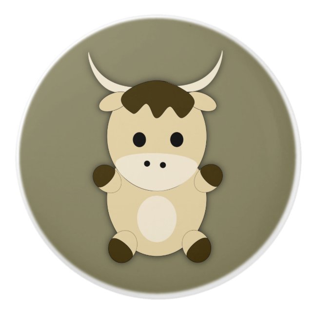 Niedlich Ox Keramikknauf (Vorderseite)