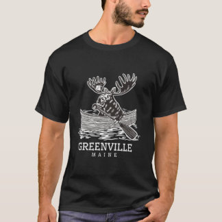 Niedlich Paddling Elch in Greenville Maine Canoe M T-Shirt