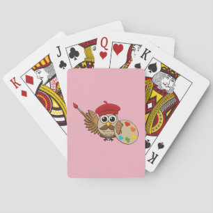 Niedlich Painter Owl Cartoon Spielkarten