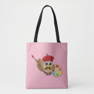 Niedlich Painter Owl Cartoon Tasche