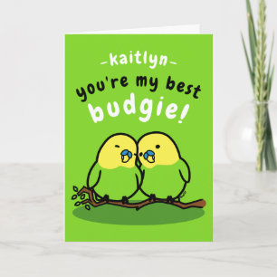 Niedlich Pair Green Budgies Freundschaft Karte