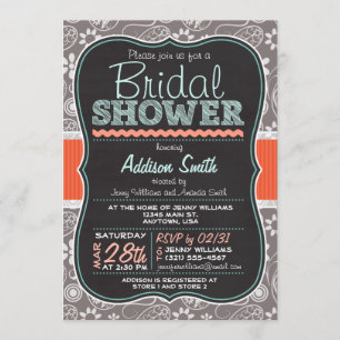 Niedlich Paisley Chalkboard Look Brautparty Einladung