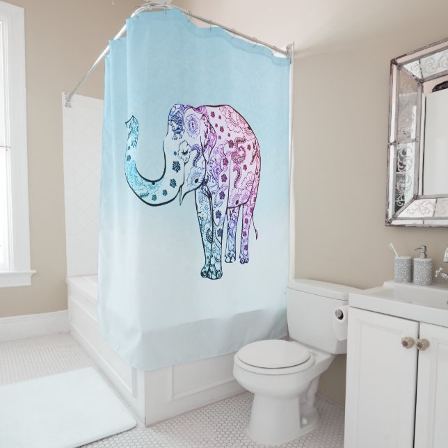 Niedlich Paisley Elephant Duschvorhang (Beispiel)