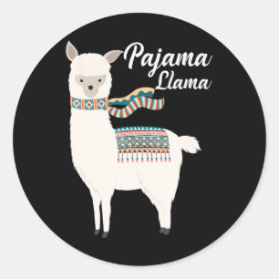 Niedlich Pajama Llama Bed Time Llama Pajama Runder Aufkleber