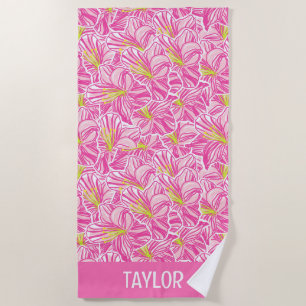 Niedlich Palm Beach Pink Hibiskus Blume Strandtuch