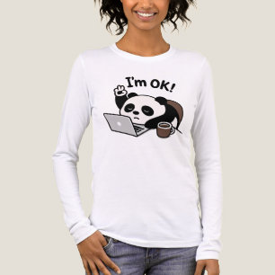 Niedlich Panda arbeitet mit Kaffee auf Laptop - ok Tri-Blend Shirt