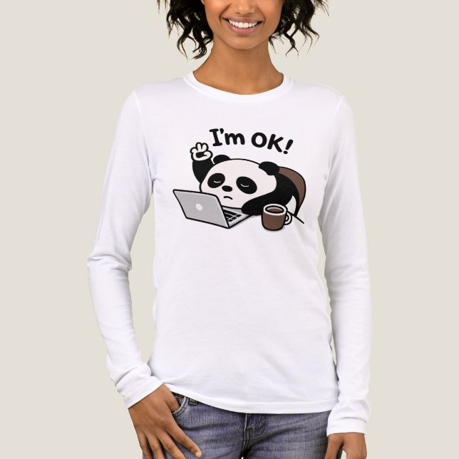 Niedlich Panda arbeitet mit Kaffee auf Laptop - ok Tri-Blend Shirt (Vorderseite)