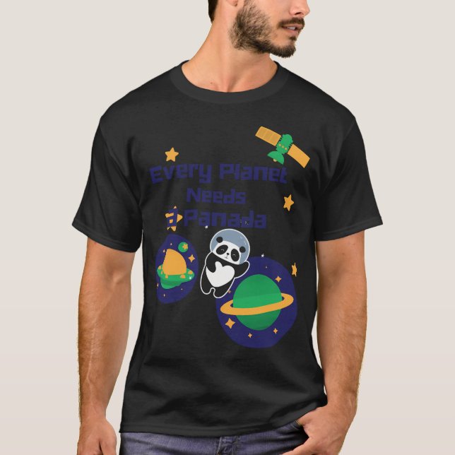 Niedlich Panda Astronaut T-Shirt (Vorderseite)