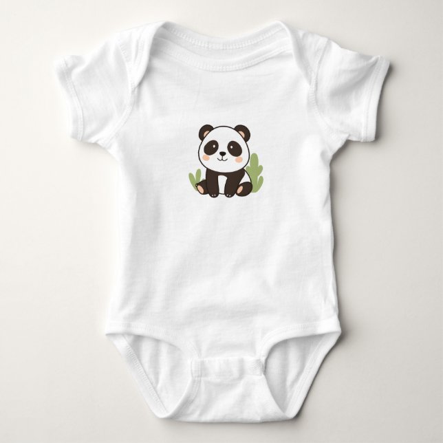 Niedlich Panda Baby Jersey Bodysuit Baby Strampler (Vorderseite)