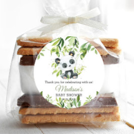 Niedlich Panda Bamboo Greenery Baby Dusche Neutral Runder Aufkleber