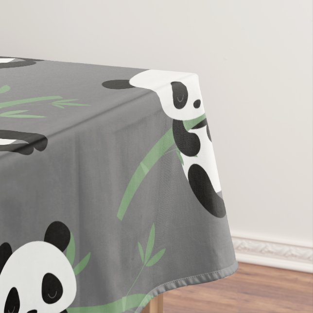 Niedlich Panda Bamboo Muster Grau Tischdecke (Beispiel)