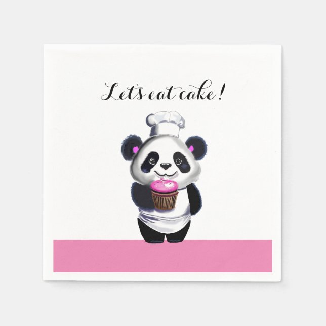 Niedlich Panda Bear Birthday Paper Napkin Serviette (Vorderseite)