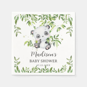 Niedlich Panda Bear Cub Greenery Kinderdusche Serv Serviette