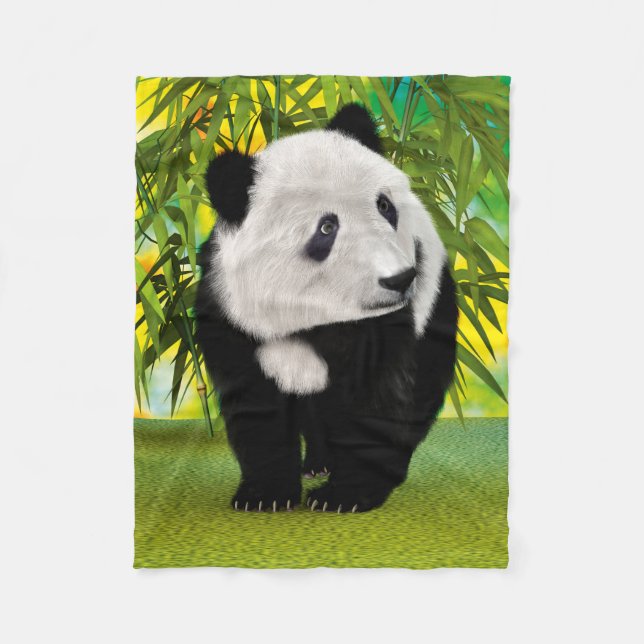 Niedlich Panda Bear Cub Kawaii Tiergeschenk Fleecedecke (Vorderseite)