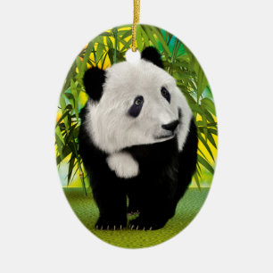 Niedlich Panda Bear Cub Kawaii Tiergeschenk Keramikornament