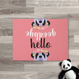Niedlich Panda Bear Hallo Auf Wiedersehen Coral Pi Fußmatte