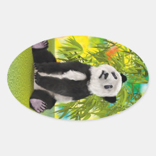 Niedlich Panda Bear Kawaii Animal Lover Perfektes Ovaler Aufkleber