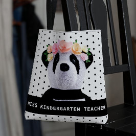 Niedlich Panda Bear Polka Dot Teacher Tote Bag Tasche
