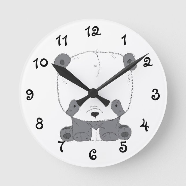 Niedlich PANDA bEAR Runde Wanduhr (Vorderseite)