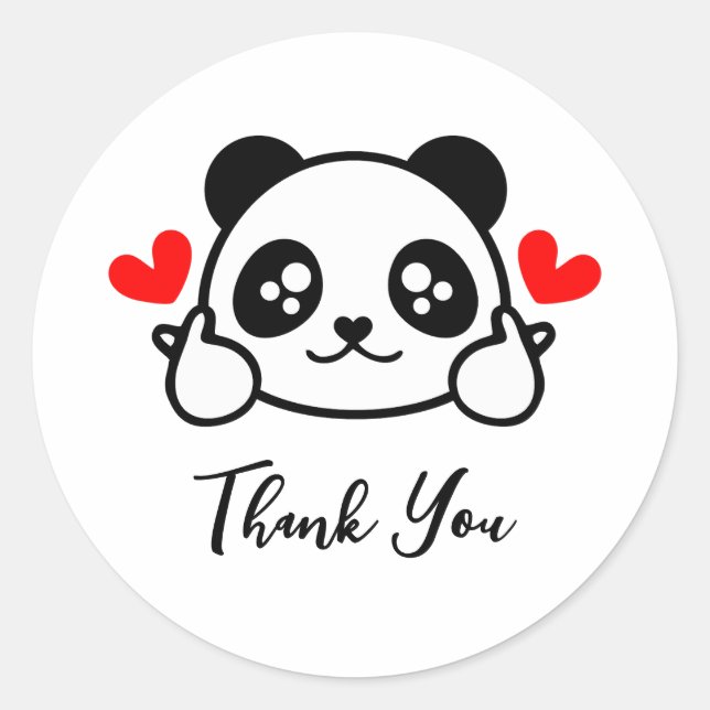 Niedlich Panda Bear Vielen Dank Runder Aufkleber (Vorderseite)