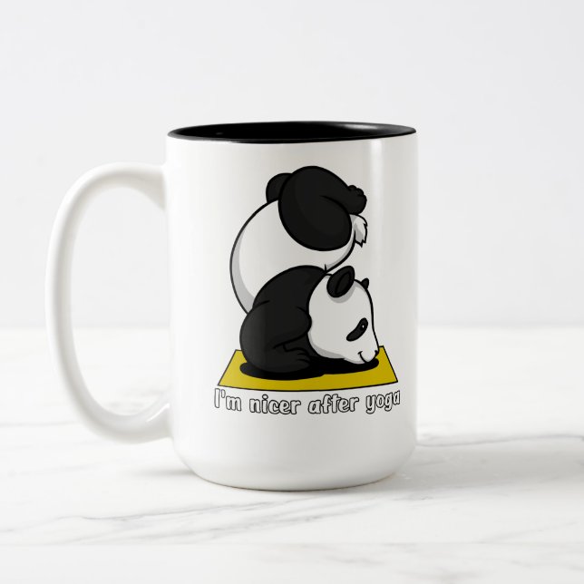 Niedlich Panda Bear Zen Yoga Workout Zweifarbige Tasse (Links)