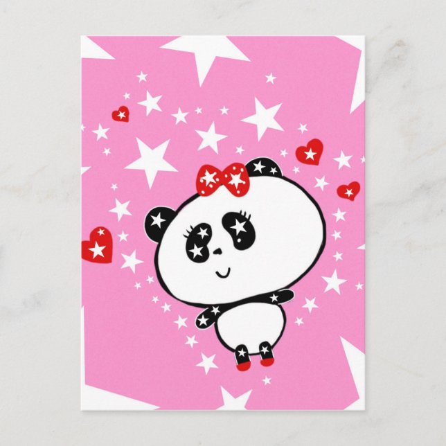 Niedlich Panda Bears Funny Personalisiert Postkarte (Vorderseite)