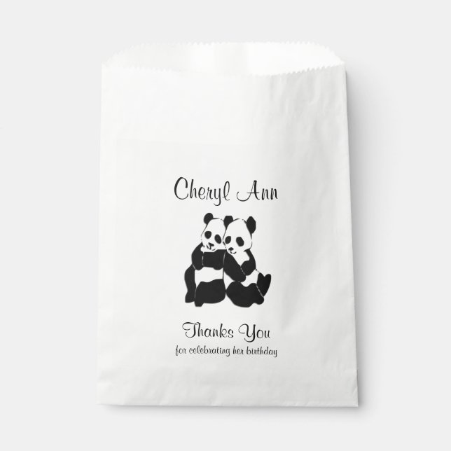 Niedlich Panda Bears Vielen Dank Geschenktütchen (Vorderseite)