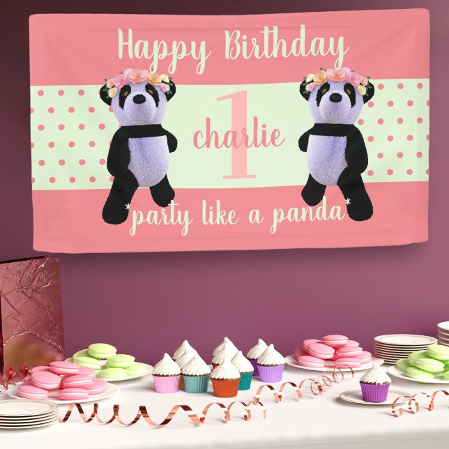 Niedlich Panda Birthday Party Banner (Party like a panda! Just add you name and age to this party banner)