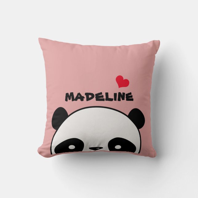 Niedlich Panda Blank Rosa Personalisierter Name Kissen (Vorderseite)