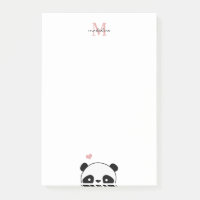 Niedlich Panda Blush Pink Monogram Script Post-it 