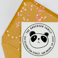 Niedlich Panda Custom Family Name Round-Rücksendea