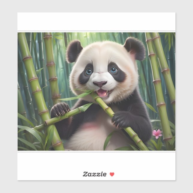 Niedlich Panda Eating Bamboo Aufkleber (Blatt)