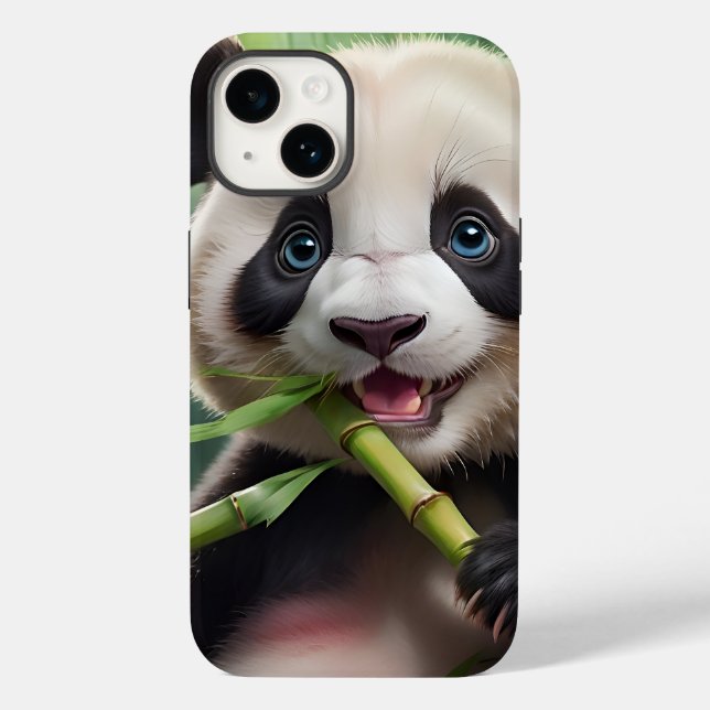 Niedlich Panda Eating Bamboo Case-Mate iPhone 14 Hülle (Rückseite)