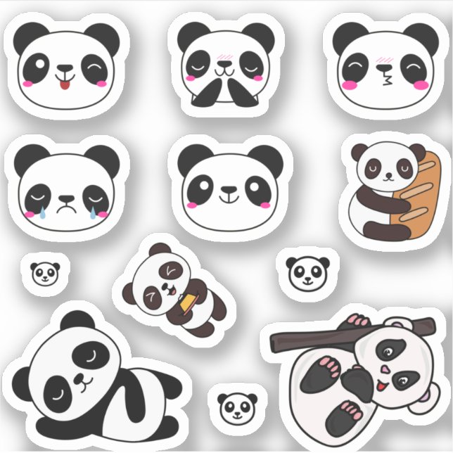 Niedlich Panda Emoji Sticker Pack (Vorderseite)