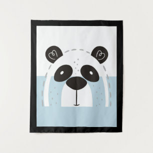 Niedlich Panda Face Colorblock Wandteppich