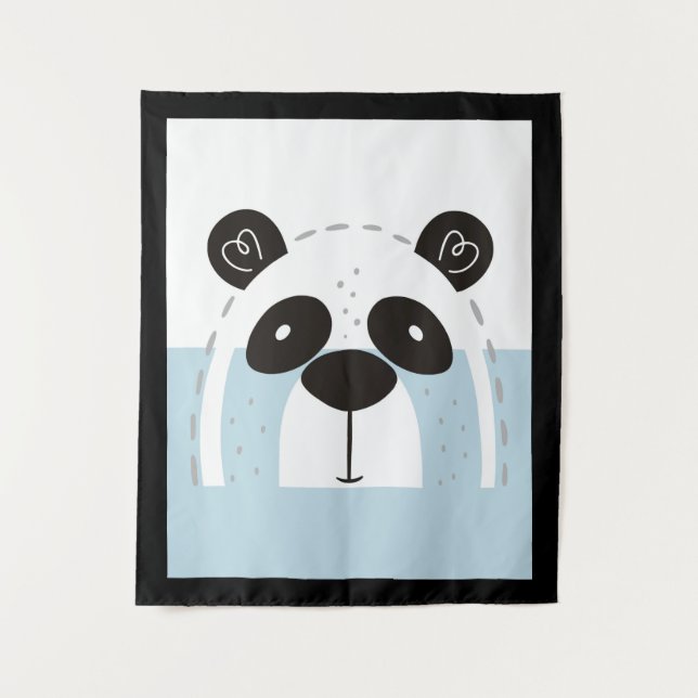 Niedlich Panda Face Colorblock Wandteppich (Vorderseite)