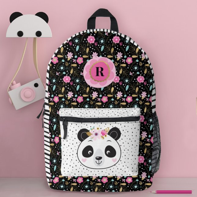Niedlich Panda Face Girls Bedruckter Rucksack (A cute girls panda backpack. So fun for back to school. Add your own monogram.)