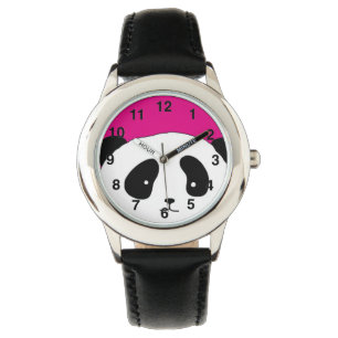 Niedlich Panda FACE rosa Armbanduhr