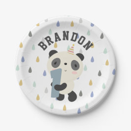 Niedlich Panda First Birthday Balloon individuell  Pappteller