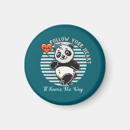 Niedlich Panda "Follow Your Heart" Personalisiert Magnet