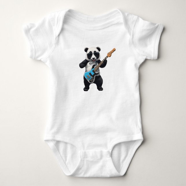 Niedlich Panda Gitarre spielen, Music Panda Liebha Baby Strampler (Vorderseite)